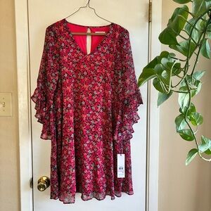 Calvin Klein Vibrant Floral Long Sleeve Dress